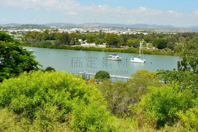 风景,澳大利亚,昆士兰州,在上面,水平画幅,无人,海港,铝,工厂,夏天