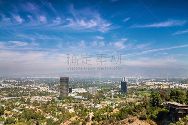 洛杉矶县,全景,留白,水平画幅,山,无人,户外,美洲,都市风景,现代