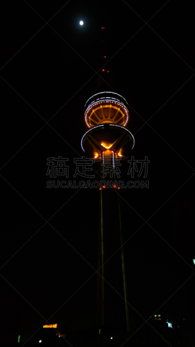 night Exterior view to Kuwait Telecommunications Tower aka Liberation Tower, Kuwait