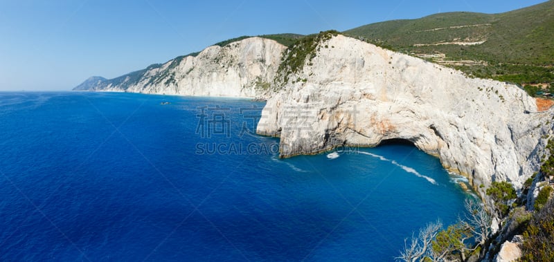 夏天,希腊,海岸线,莱夫卡斯,岛,水,水平画幅,无人,海岬,干净