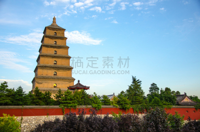 西安,建筑外部,宝塔,野外动物,巨大的,鹅肉,大雁塔,陕西省,水平画幅