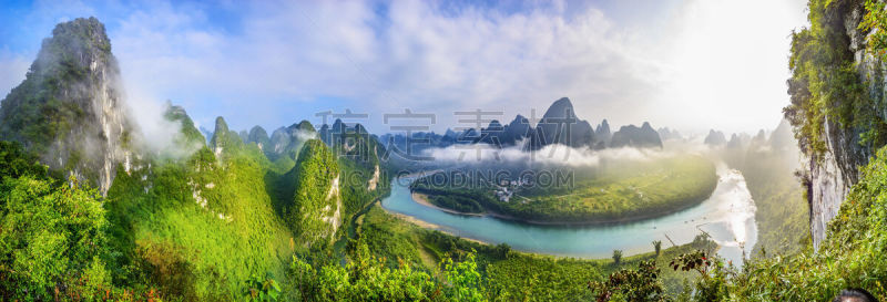 桂林,地形,喀斯特,兴平,石灰石,阳朔,漓江,多云,山谷,山