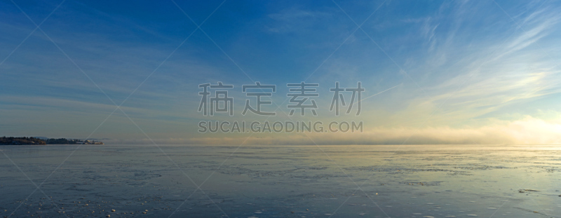 培诺伯斯科特河,缅因州,冻结的,（飞机的）水汽尾迹,天空,水平画幅,无人,早晨,户外,冬天