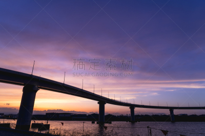 夜晚,桥,办公室,天空,美,水平画幅,能源,无人,海港,巨大的