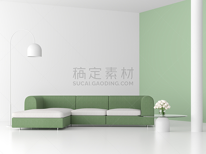三维图形,高雅,沙发,起居室,极简构图,绿色,纺织品,华贵,舒服,地板