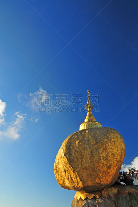 吉谛瑜佛塔,缅甸,垂直画幅,灵性,建筑,旅行者,佛塔,佛,山