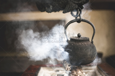日本,壁炉,传统,日式篝炉,禅宗,水平画幅,夜晚,铁,烟,锅