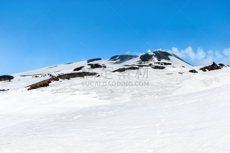 埃特纳火山,雪,天空,蓝色,山,大风雪,灰,西西里,火山地形,寒冷