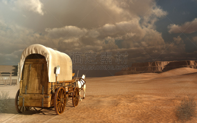 篷车,古老的,沙漠,美国西部,西,劳作动物,水平画幅,山,无人,马