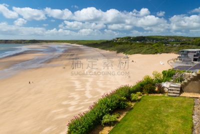 滕比,威尔士,海滩,英国,卡马森湾,彭布罗克郡,水平画幅,无人,欧洲,海岸地形