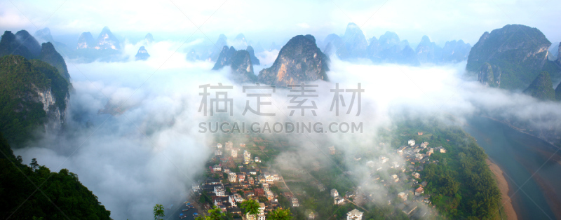 山,雾,兴平,漓江,阳朔,桂林,喀斯特,商务旅行,自然美