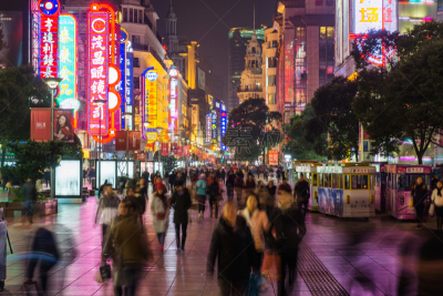 南京路,群众,新的,夜晚,旅行者,商店,夜市,现代,夜生活
