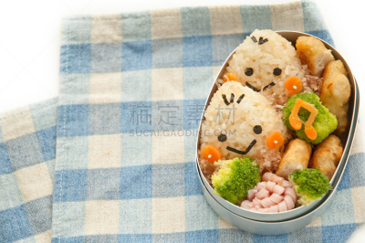 栗子,符号,米饭炸肉饼,盒装午餐,炸丸子,午餐盒,水平画幅,可爱的,野餐,秋天