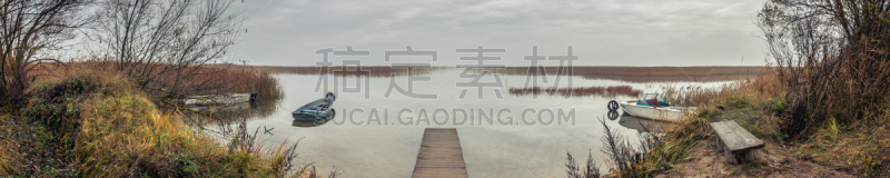 曙暮光,秋天,木制,天气,全景,芦苇,海岸地形,多云,湖,码头