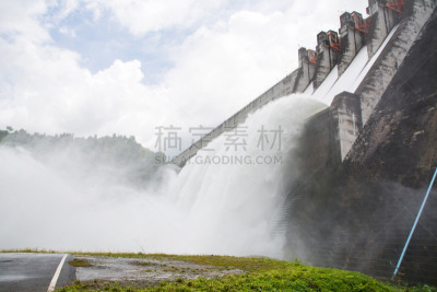 水坝,水,在上面,撒出,环境,泰国,技术,工程,水库,尤巴