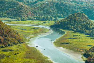 湖,山,河流,看风景,峡谷,黑山,莫斯特,在之间,流动,转