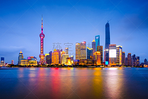 上海,东方明珠塔,黄浦江,浦东,陆家嘴,水平画幅,夜晚,无人,户外,都市风景