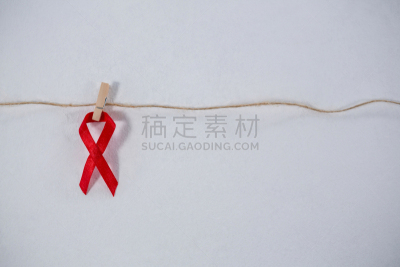 线绳,特写,悬挂的,衣夹,艾滋病警示丝带,留白,水平画幅,形状,世界艾滋病日,符号