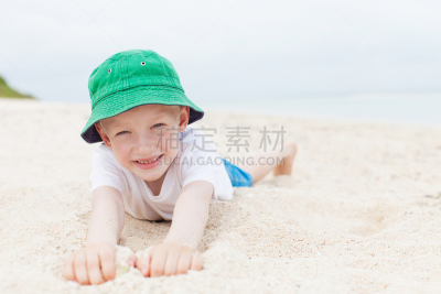 海滩,儿童,水,沙子,竹富町,夏天,男性,白色,热带气候,仅儿童
