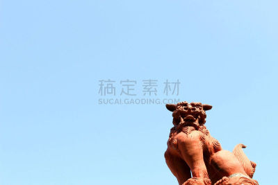 狮子,天空,雕像,蓝色,在下面,可爱的,传统,华丽的,新年前夕,热带气候