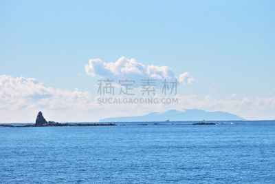 水平画幅,无人,日本,茅奇海滩,户外,茅崎,渔船,海洋,相模湾,伊波西山