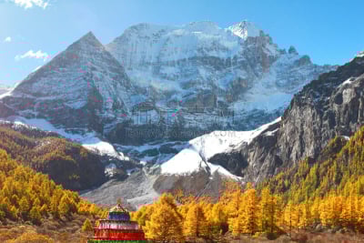 稻城亚丁,秋天,稻城,自然保护区,自然,水平画幅,人,户外,徒步旅行,运动