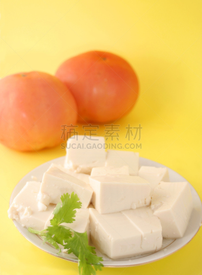 素食,豆腐,垂直画幅,无人,嫩枝,生食,健康保健,熟的,西红柿,芫荽叶