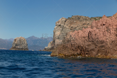 岩石,蓝色的海湾,风景,垂直画幅,piana,南科西嘉,法国,科西嘉,图像,波特酒