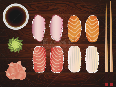 生姜,生鱼片,筷子,大豆,木制,塞巴人,玉子寿司,芥末酱,咸水鳗,鳗鱼