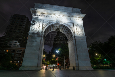 纽约,夜晚,美国,华盛顿广场拱门,凯旋门,公园,格林威治村,著名景点,2018