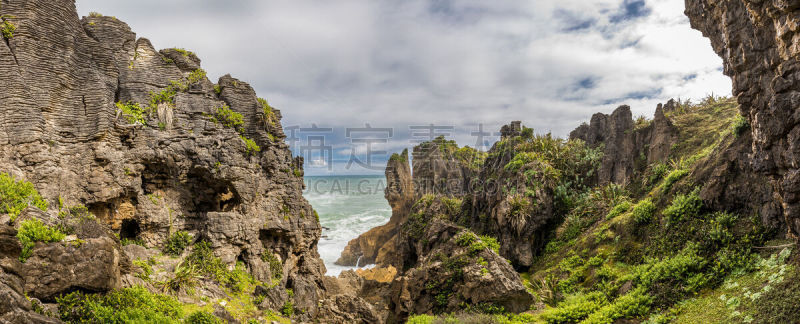 呼吸孔,新西兰,薄饼岩,punakaiki,帕帕罗瓦国家公园,自然,全景,图像,薄烤饼,海洋