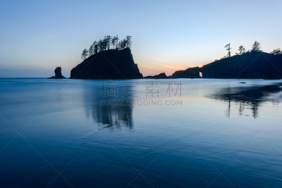 落日海滩,水,天空,沙子,夜晚,柱状岩石,奥林匹克山,海滩,著名景点
