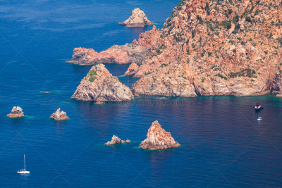科西嘉,岩石,岛,海岸地形,piana,水,度假胜地,水平画幅,无人,夏天
