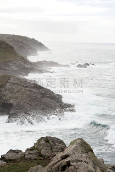 岩石,海岸线,潘迪安,垂直画幅,康沃尔,绿色,无人,大西洋,英格兰,户外