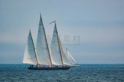 高桅横帆船,水,天空,风,客船,水平画幅,无人,大西洋,古典式,夏天