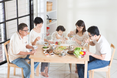 晚餐,亚洲,家庭,中国人,餐具,多代家庭,水平画幅,父母,膳食,祖父