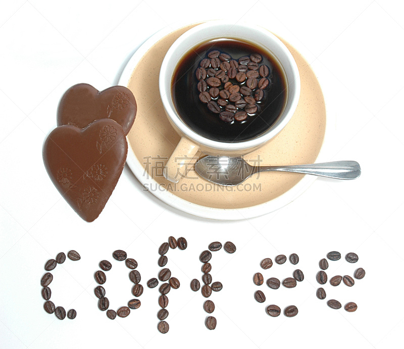 咖啡,动物心脏,烤咖啡豆,褐色,早餐,水平画幅,无人,早晨,饮料,单词