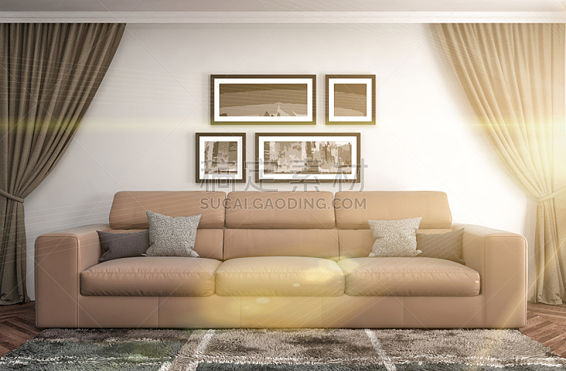 沙发,室内,三维图形,褐色,座位,水平画幅,无人,装饰物,家具,舒服