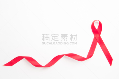 红色,机敏,缎带,留白,慈善救济,水平画幅,世界艾滋病日,无人,符号,白色背景