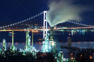 室兰,夜晚,工厂,四只动物,白鸟大桥,水平画幅,无人,光亮,吊桥,北海道