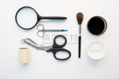 指纹,工具,分离着色,氧化锌,法学,水平画幅,警官,白色背景,科学,爽身粉