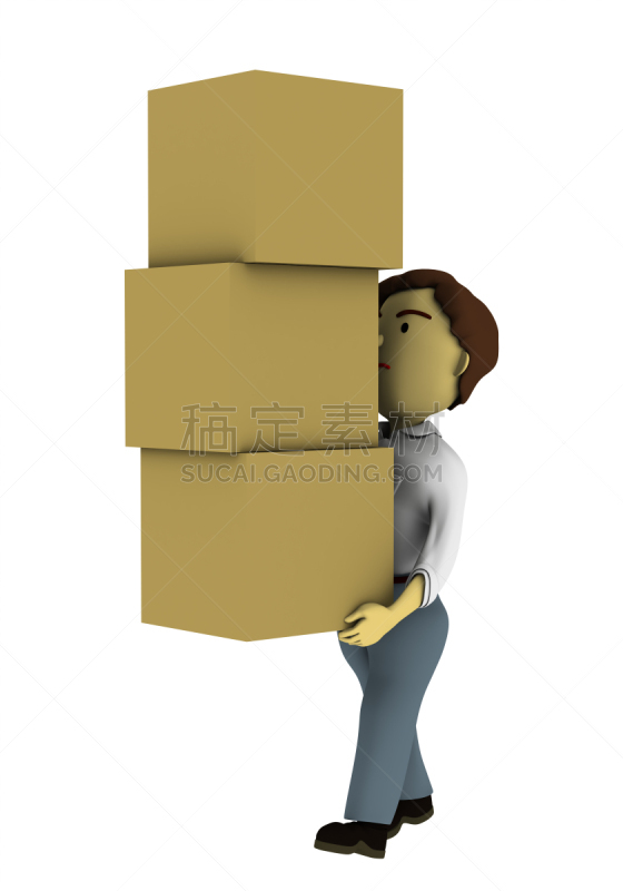 纸板,垂直画幅,交通职业,日本,性格,白色背景,计算机制图,计算机图形学,纸箱,放好