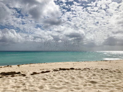 天空,云,沙子,海滩,蓝色,巴巴多斯,白色,自然美,水,美