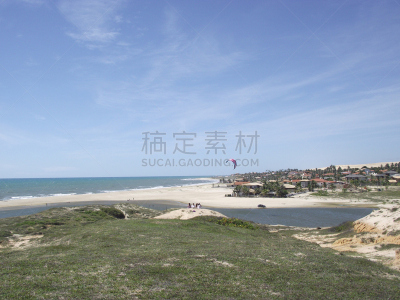 海滩,水平画幅,人,巴西,夏天,河流,塞阿腊州,风筝,海洋,摄影