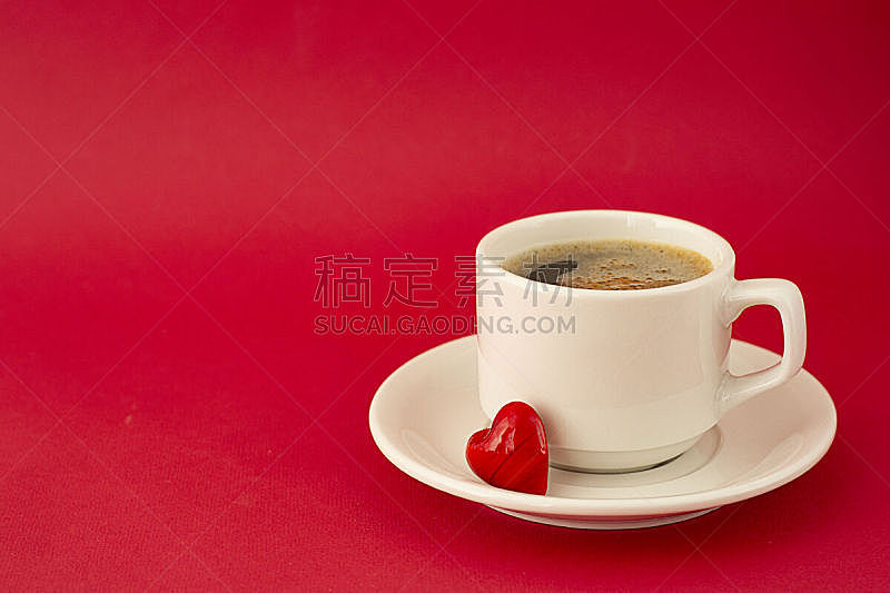 咖啡杯,情人节,在上面,请柬,蜘蛛网,概念,红色背景,分离着色,设计