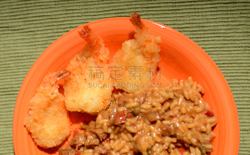 盘子,虾,米,什锦菜,精神振作,热,晚餐,高级西餐,海产,饮食