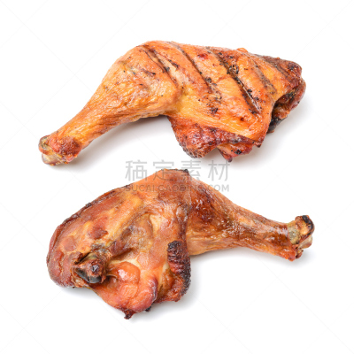 烤的,白色背景,鸡腿,烧烤鸡,熏鸡,大腿,烤鸡,烤肉餐,白肉,四肢