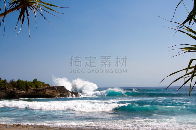 海岸线,岛,努沙杜阿,爪哇海,蓝梦岛,水,天空,水平画幅,巴厘岛,无人