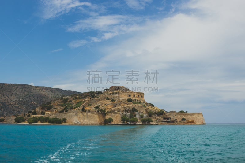 斯皮纳隆加,风景,船,被抛弃的,传统,过去,克里特岛,砖,希腊,建筑业