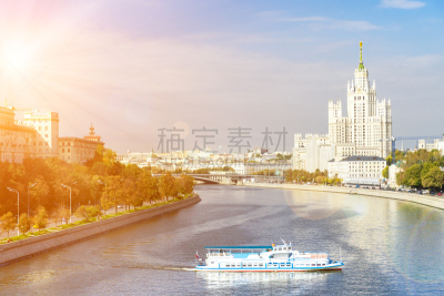 河堤,moscva河,水,天空,水平画幅,无人,符号,夏天,户外,莫斯科